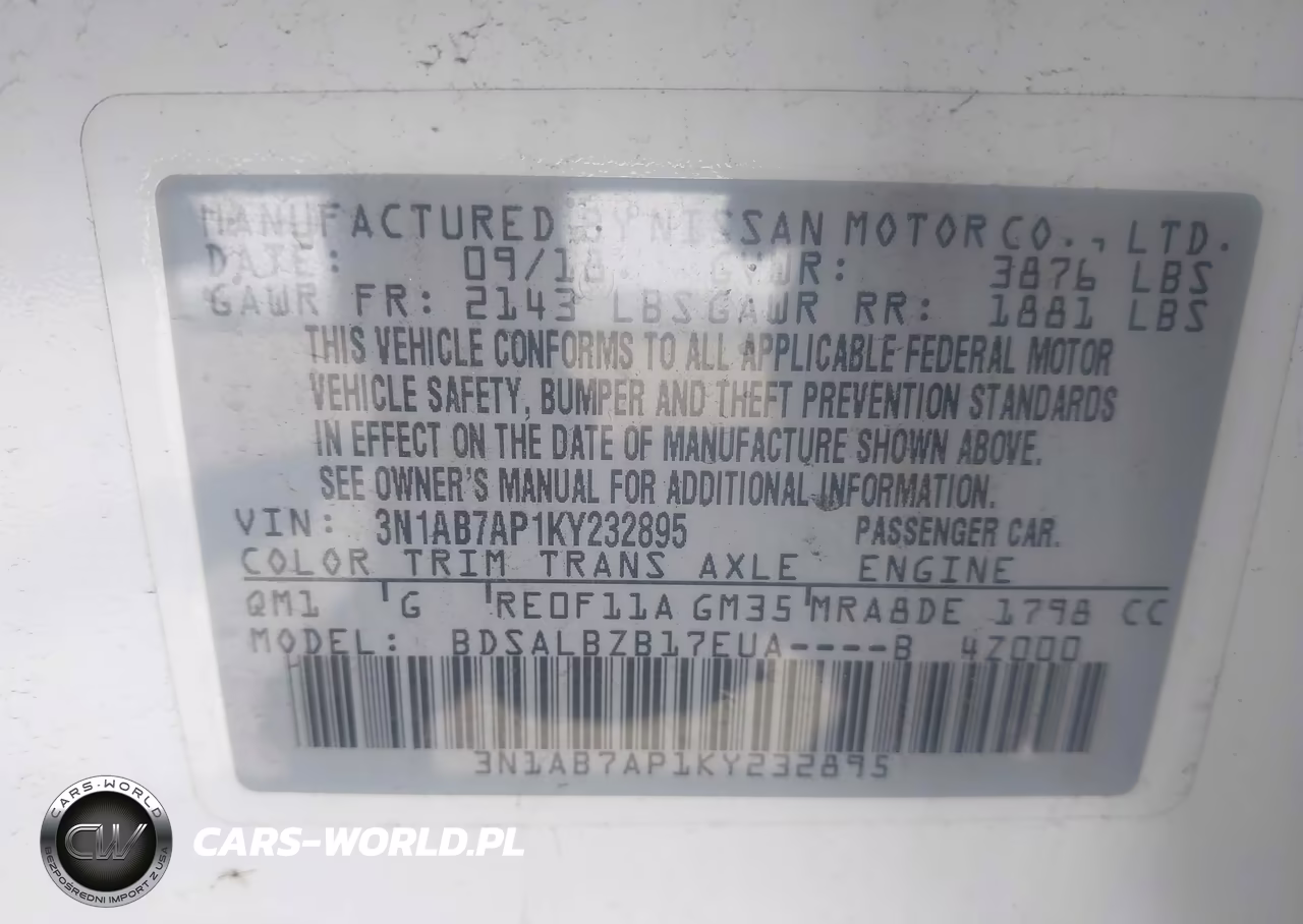 2019 Nissan Sentra S VIN:3N1AB7AP1KY232895 - 9