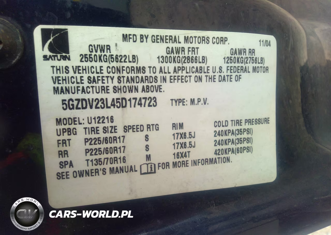 2005 Saturn Relay Fwd VIN:5GZDV23L45D174723 - 9