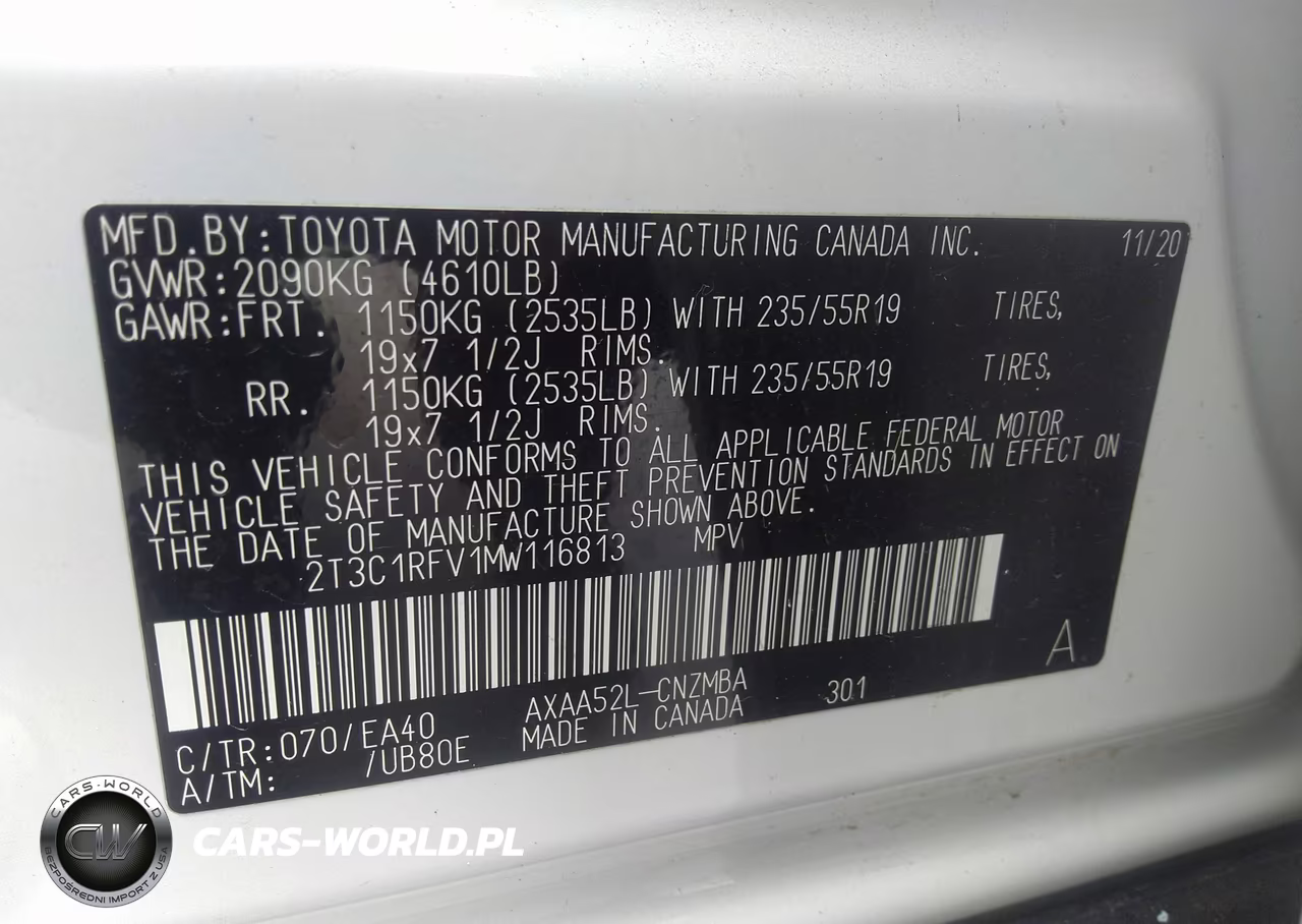 2021 Toyota Rav4 Xle Premium VIN:2T3C1RFV1MW116813 - 9