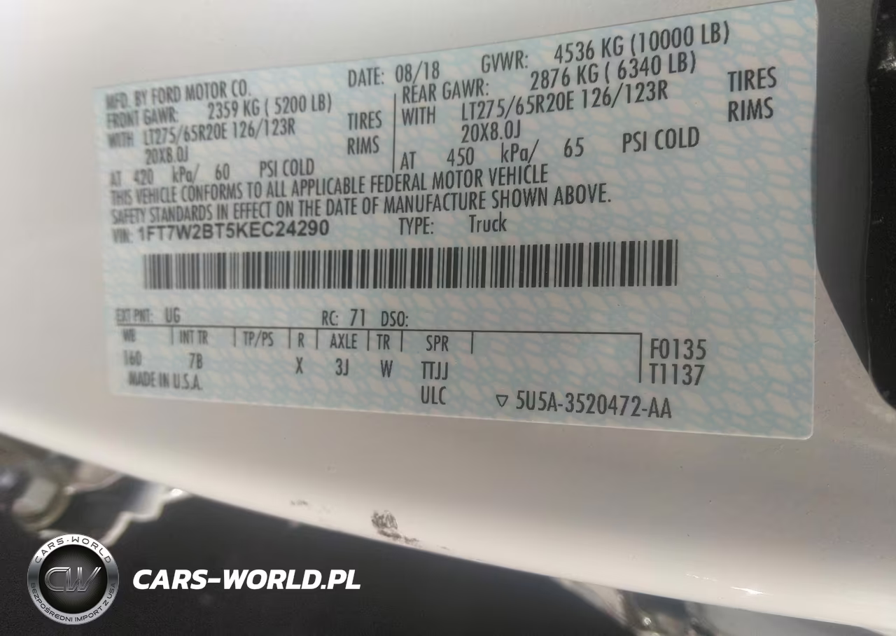 2019 Ford F-250 Platinum VIN:1FT7W2BT5KEC24290 - 9