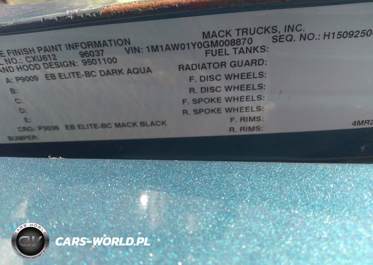 2016 Mack Cxu612 Cxu600 VIN:1M1AW01Y0GM008870 - 9