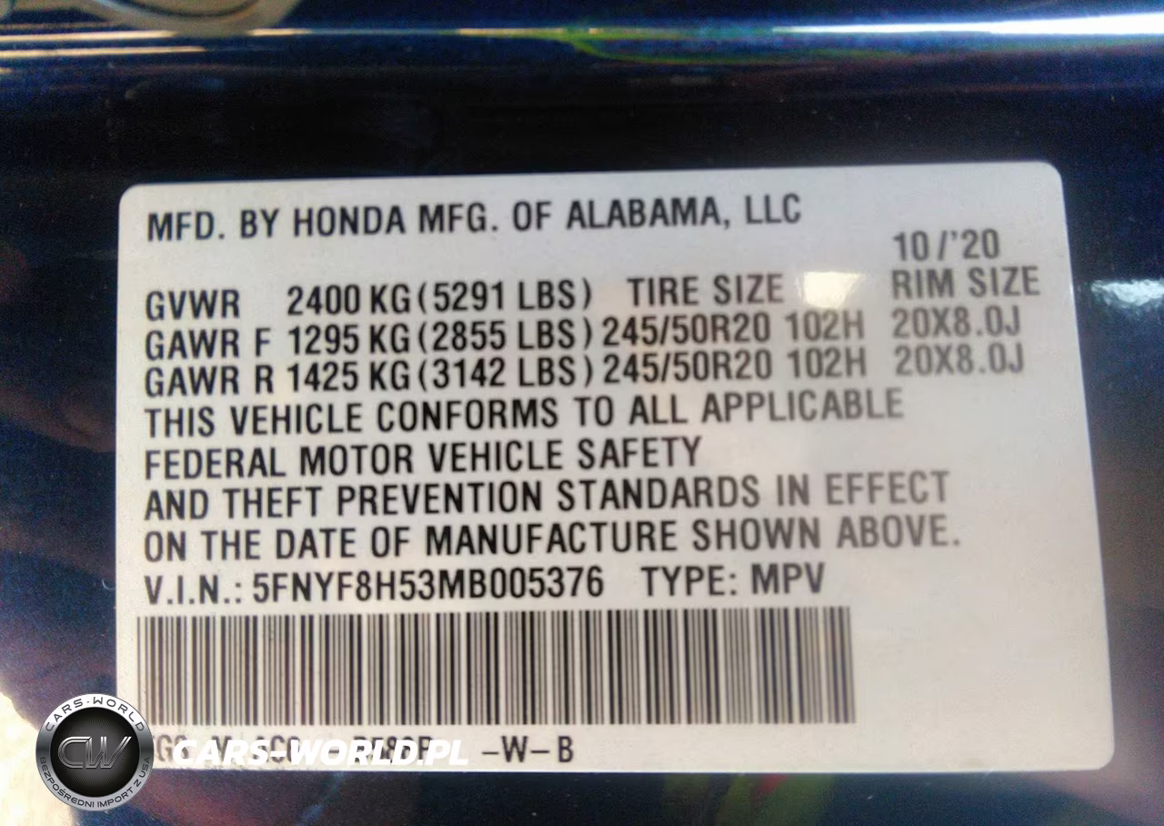 2021 Honda Passport Awd Ex-L VIN:5FNYF8H53MB005376 - 9