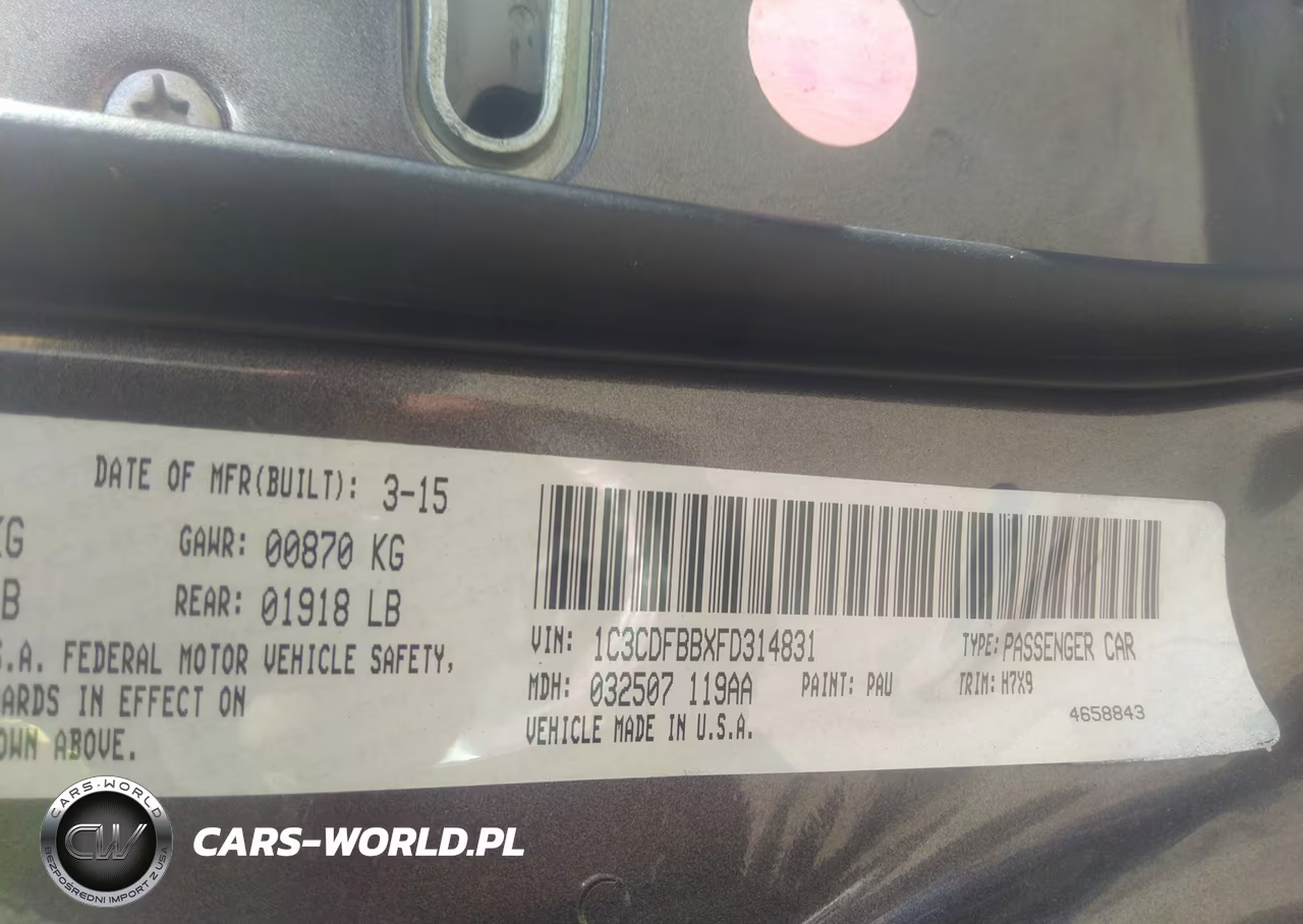 2015 Dodge Dart Sxt VIN:1C3CDFBBXFD314831 - 9