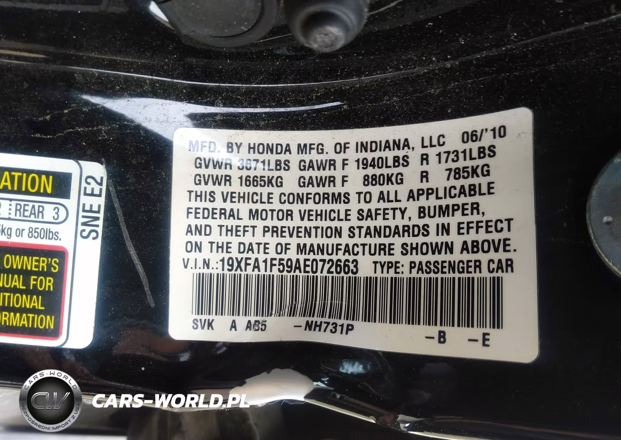2010 Honda Civic Lx VIN:19XFA1F59AE072663 - 9