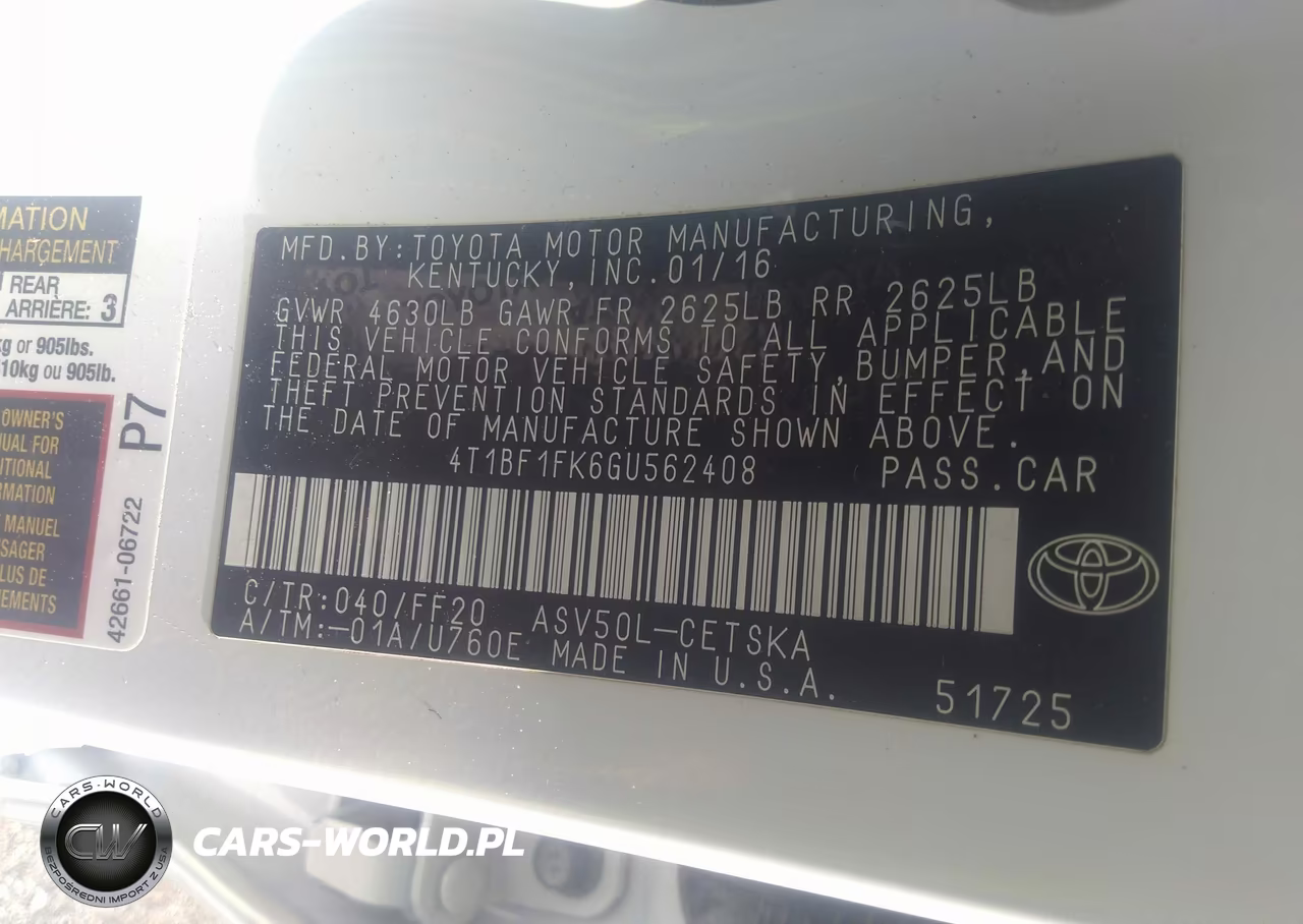 2016 Toyota Camry Se VIN:4T1BF1FK6GU562408 - 9