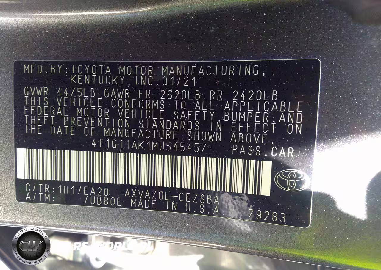 2021 Toyota Camry Se VIN:4T1G11AK1MU545457 - 9