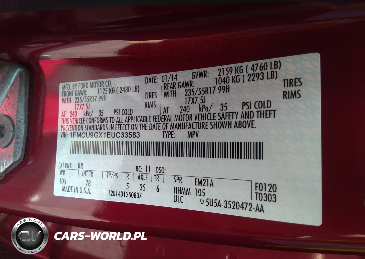 2014 Ford Escape Se VIN:1FMCU9GX1EUC33583 - 9