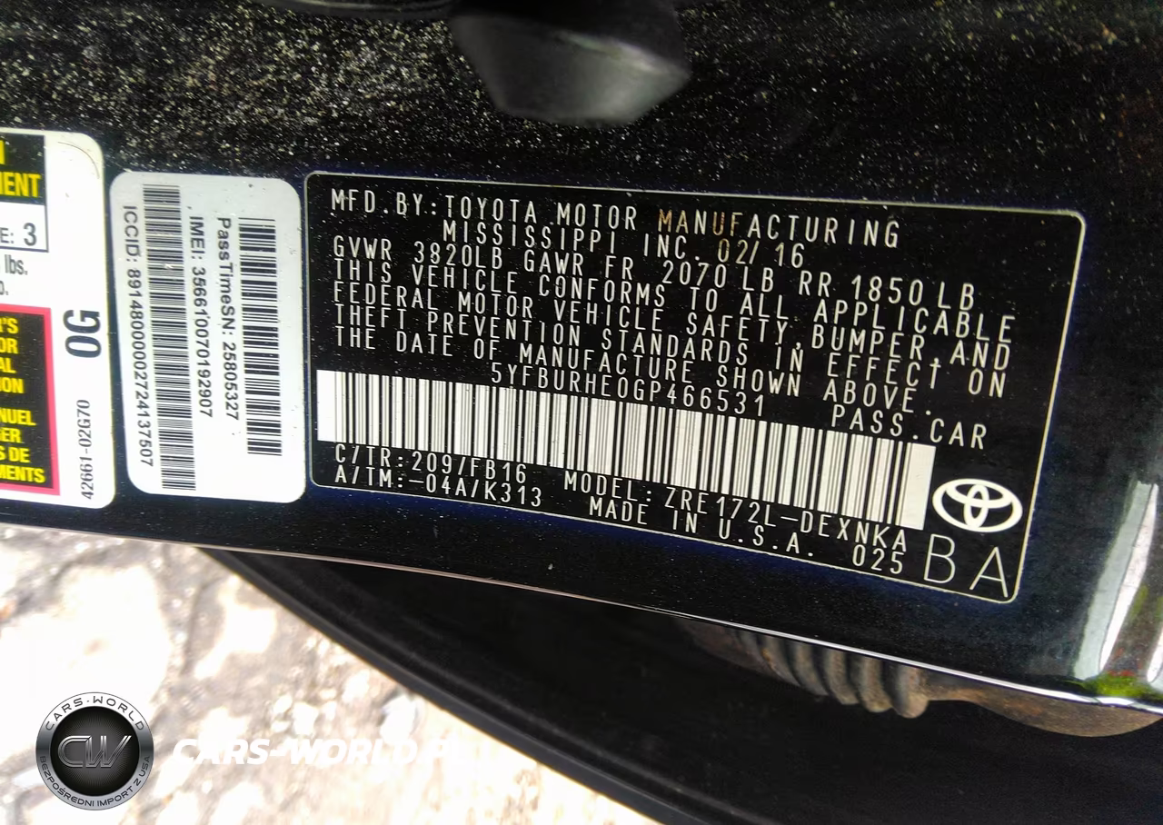 2016 Toyota Corolla Le VIN:5YFBURHE0GP466531 - 9