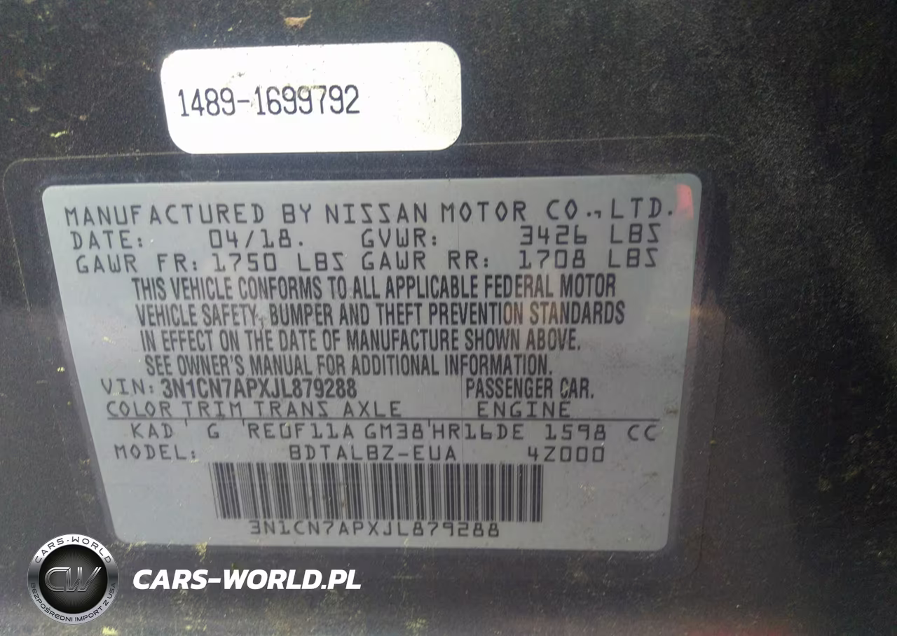 2018 Nissan Versa 1.6 Sv VIN:3N1CN7APXJL879288 - 9