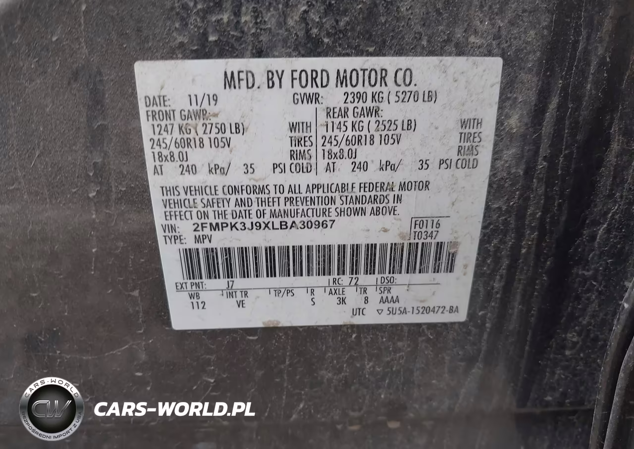 2020 Ford Edge Sel VIN:2FMPK3J9XLBA30967 - 9