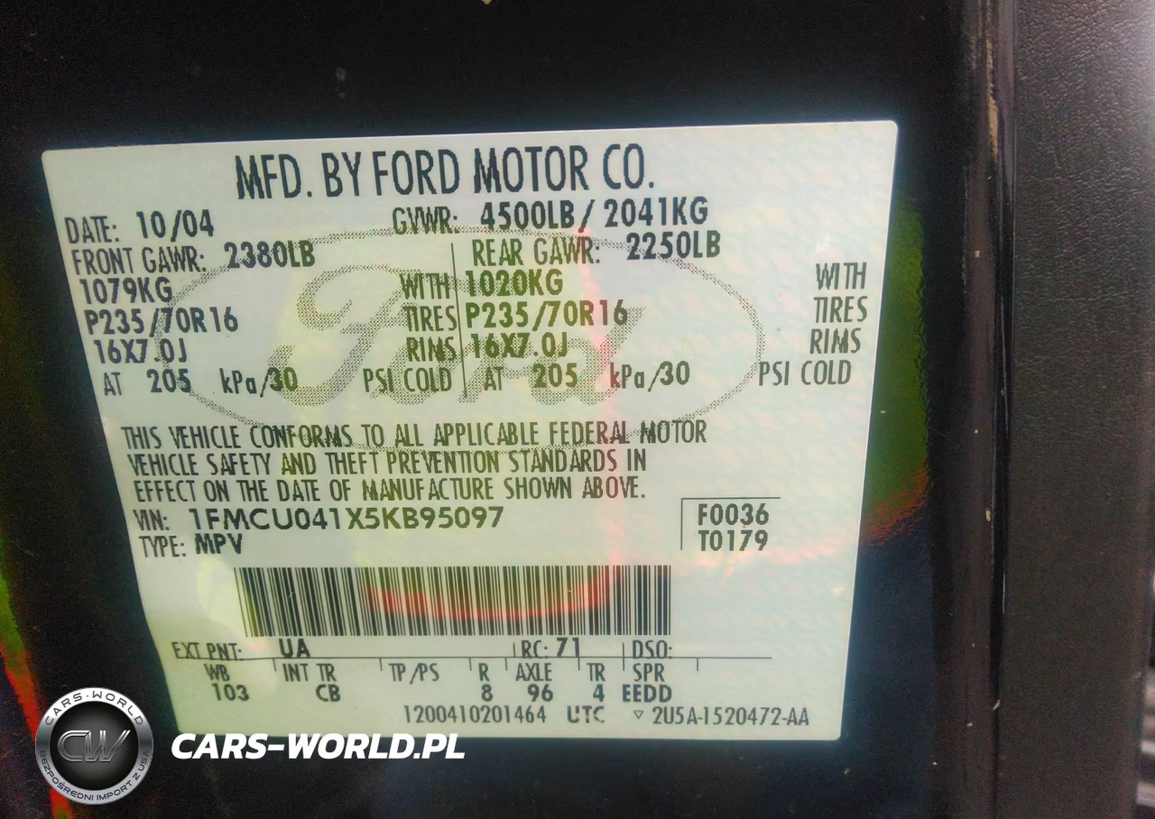 2005 Ford Escape Limited VIN:1FMCU041X5KB95097 - 9