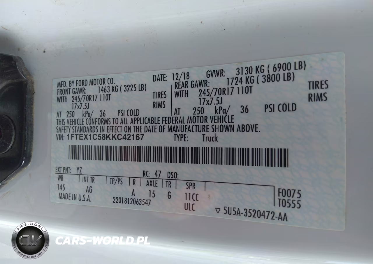 2019 Ford F-150 Xl VIN:1FTEX1C58KKC42167 - 9