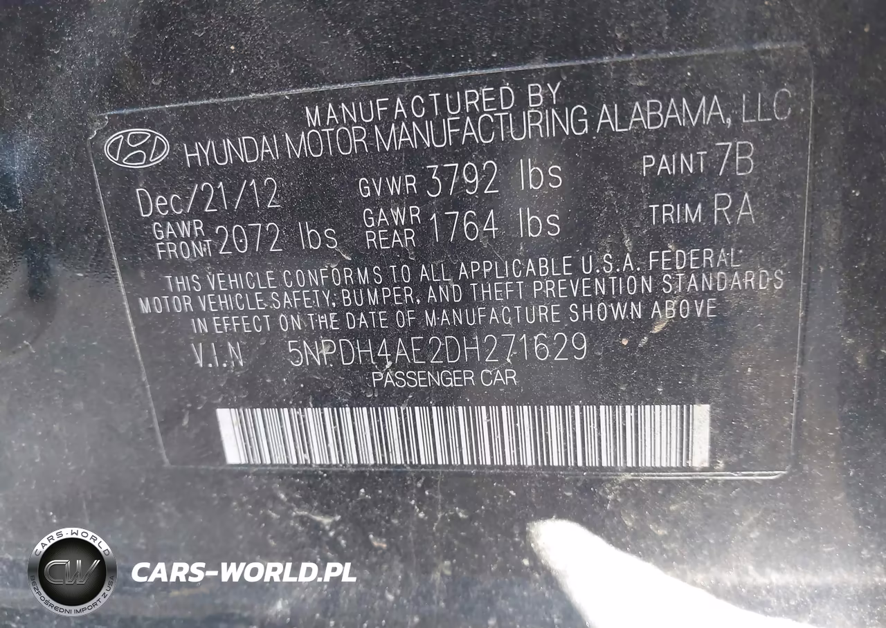 2013 Hyundai Elantra Gls VIN:5NPDH4AE2DH271629 - 9
