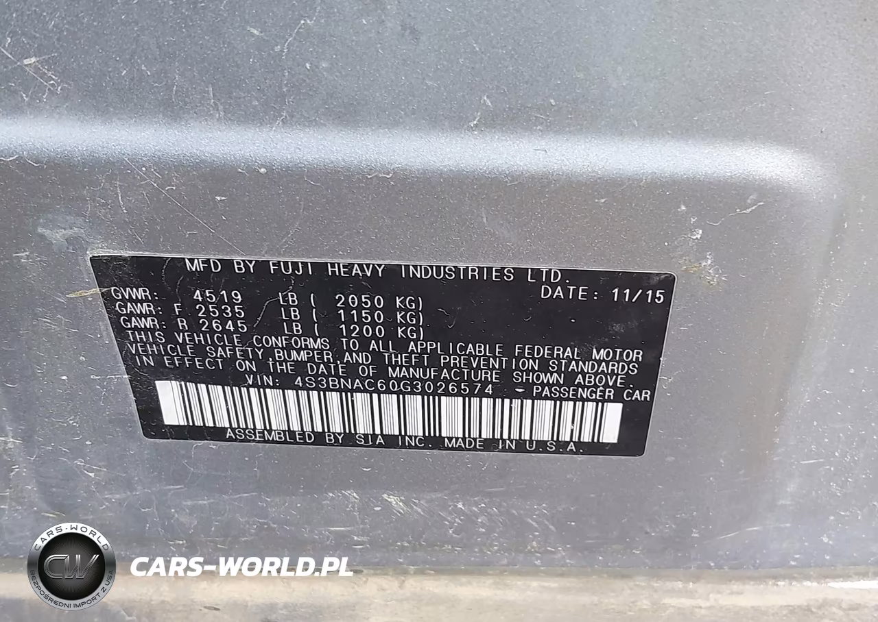 2016 Subaru Legacy 2.5I Premium VIN:4S3BNAC60G3026574 - 9