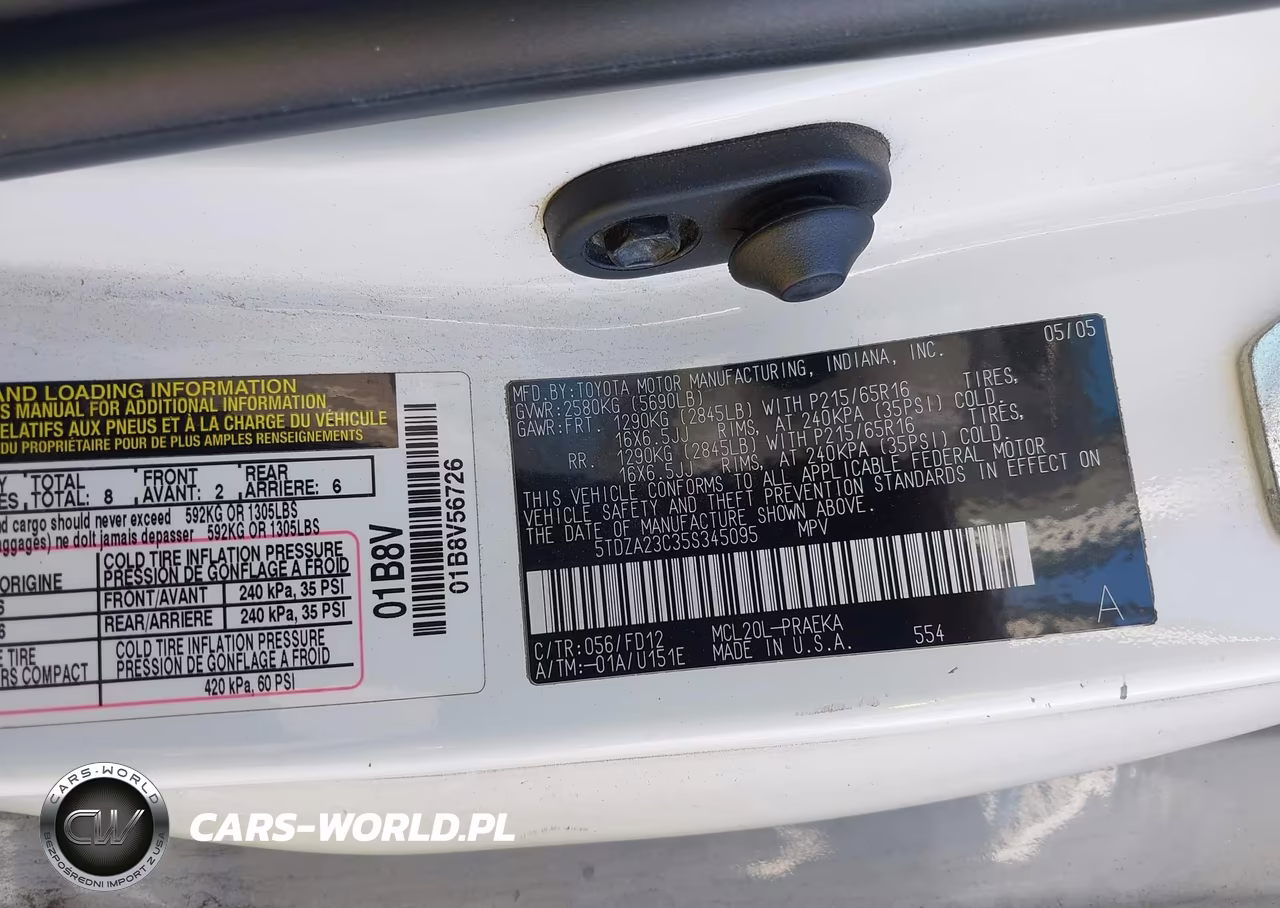2005 Toyota Sienna Ce VIN:5TDZA23C35S345095 - 9