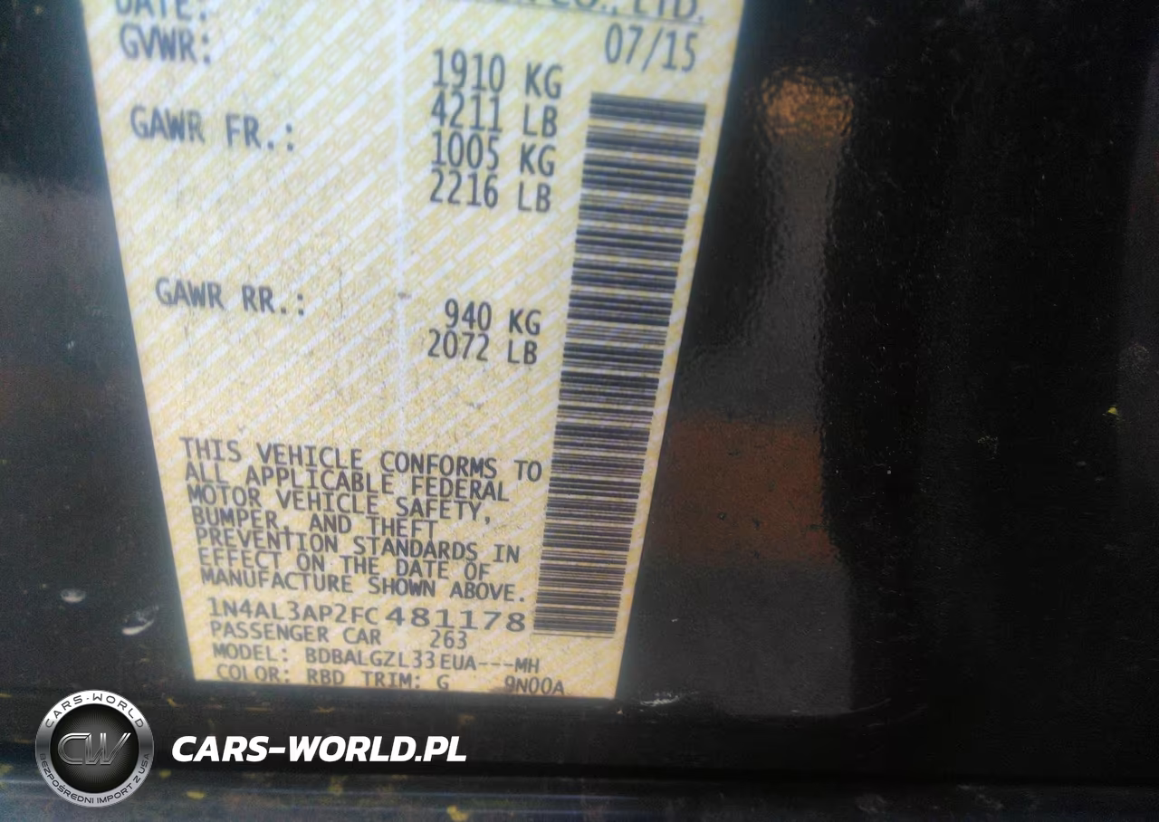 2015 Nissan Altima 2.5 S VIN:1N4AL3AP2FC481178 - 9