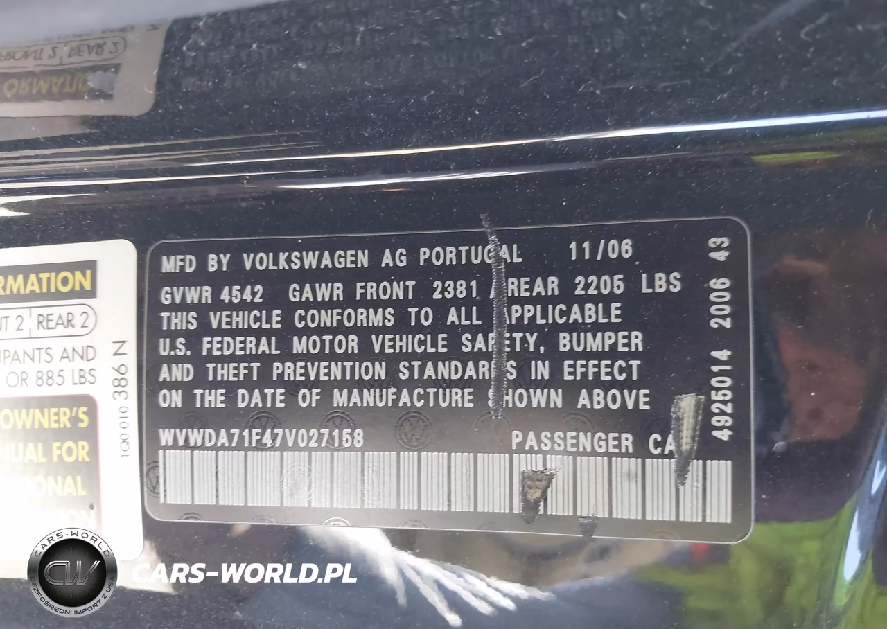 2007 Volkswagen Eos 2.0T VIN:WVWDA71F47V027158 - 9