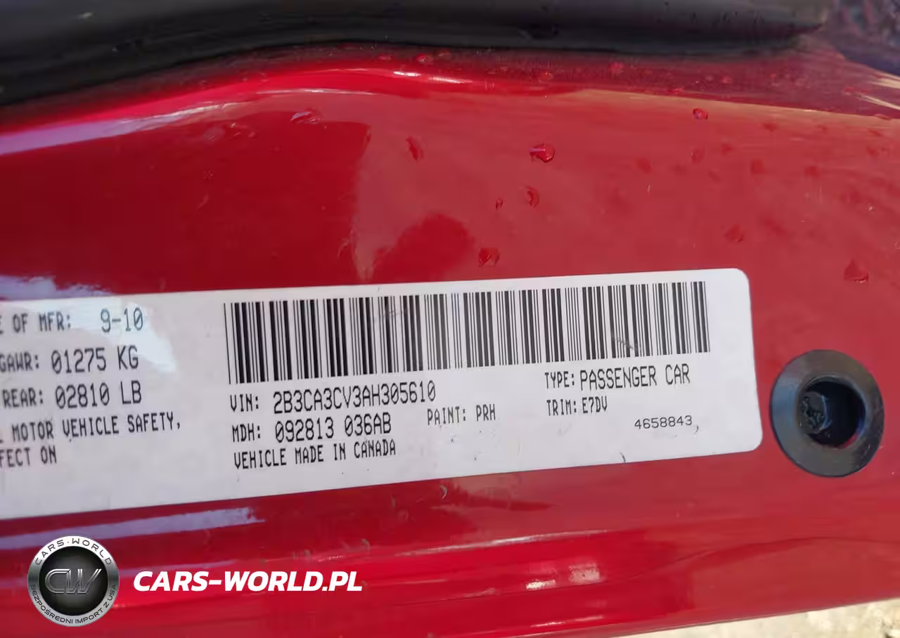 2010 Dodge Charger Sxt VIN:2B3CA3CV3AH305610 - 9