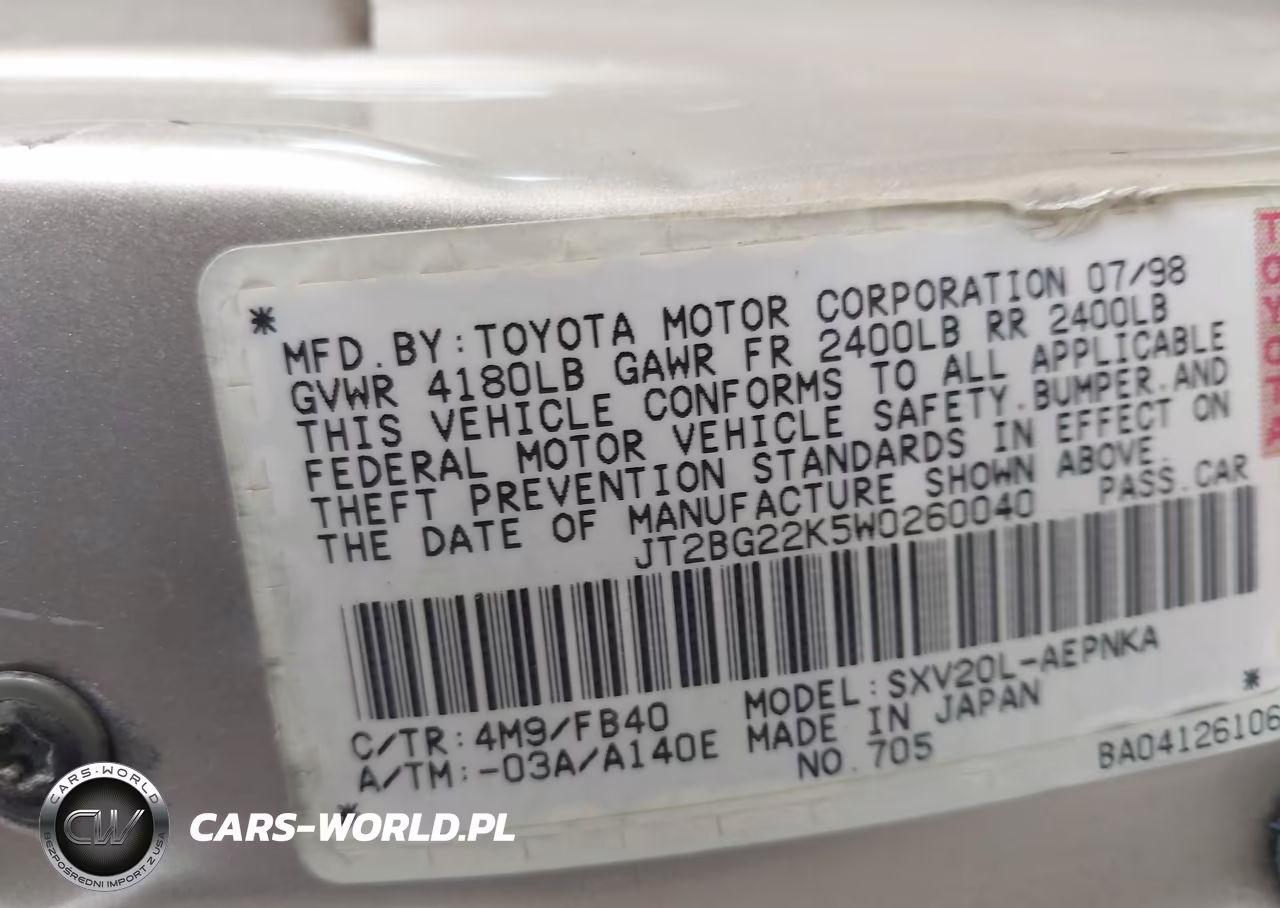 1998 Toyota Camry Le VIN:JT2BG22K5W0260040 - 9