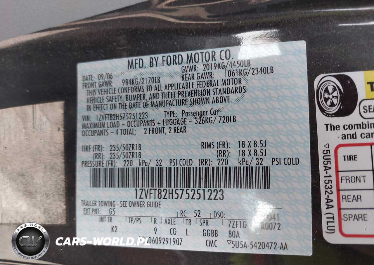 2007 Ford Mustang Gt Deluxe-Gt Premium VIN:1ZVFT82H575251223 - 9