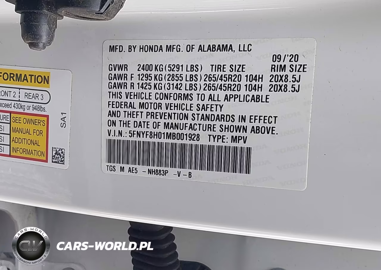 2021 Honda Passport Awd Elite VIN:5FNYF8H01MB001928 - 9