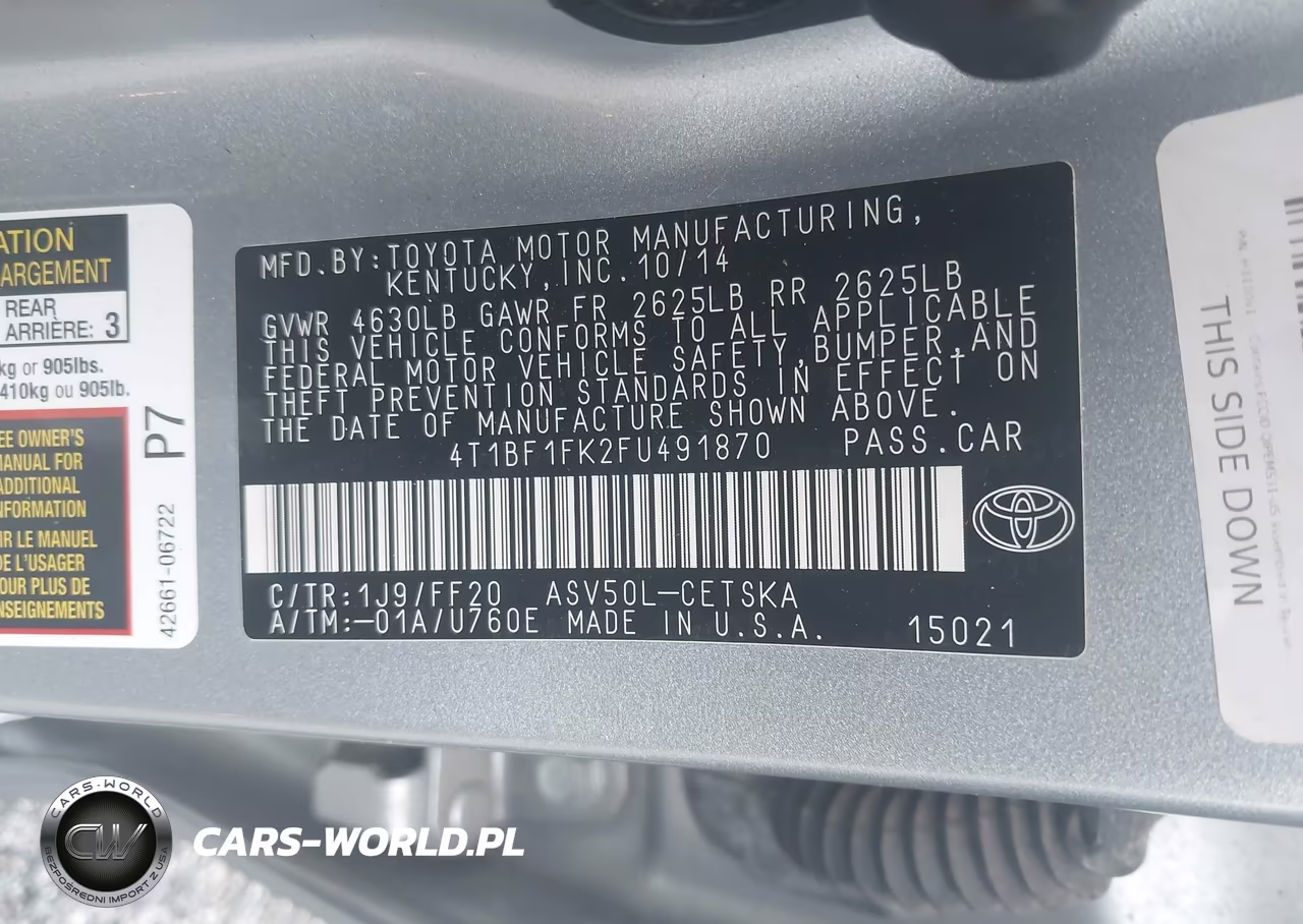 2015 Toyota Camry Se VIN:4T1BF1FK2FU491870 - 9