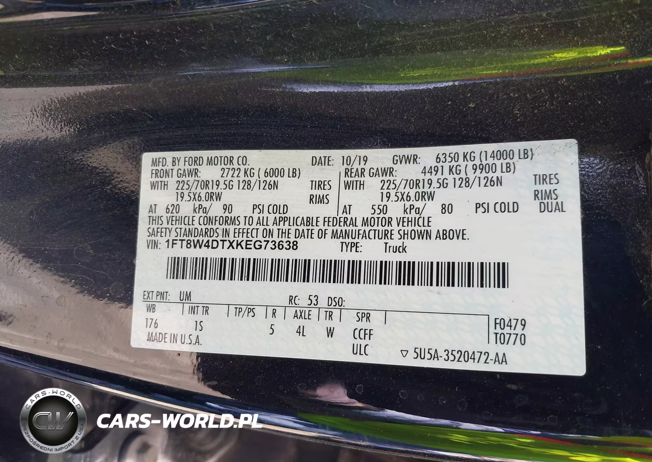 2019 Ford F-450 Xl VIN:1FT8W4DTXKEG73638 - 9
