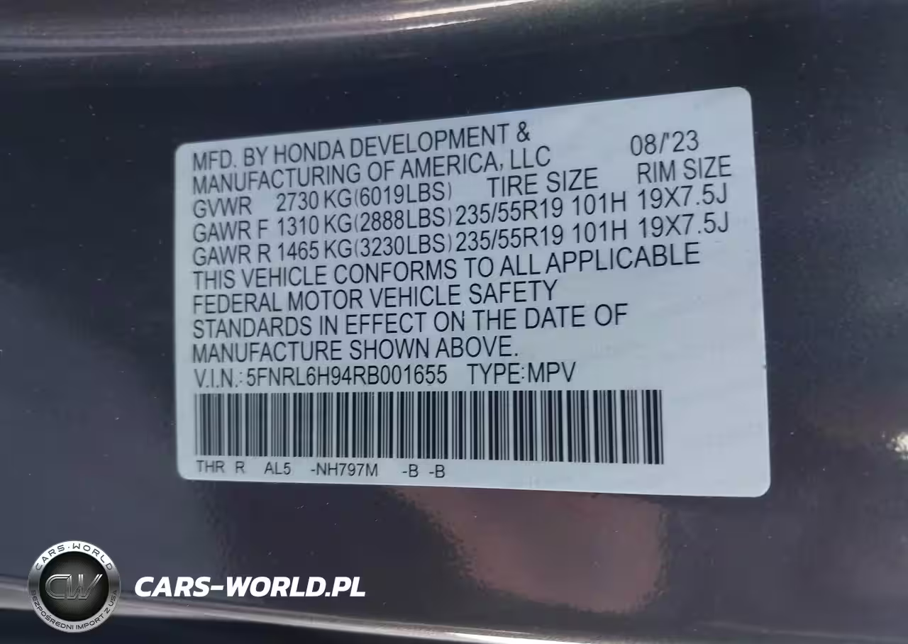 2024 Honda Odyssey Elite VIN:5FNRL6H94RB001655 - 9