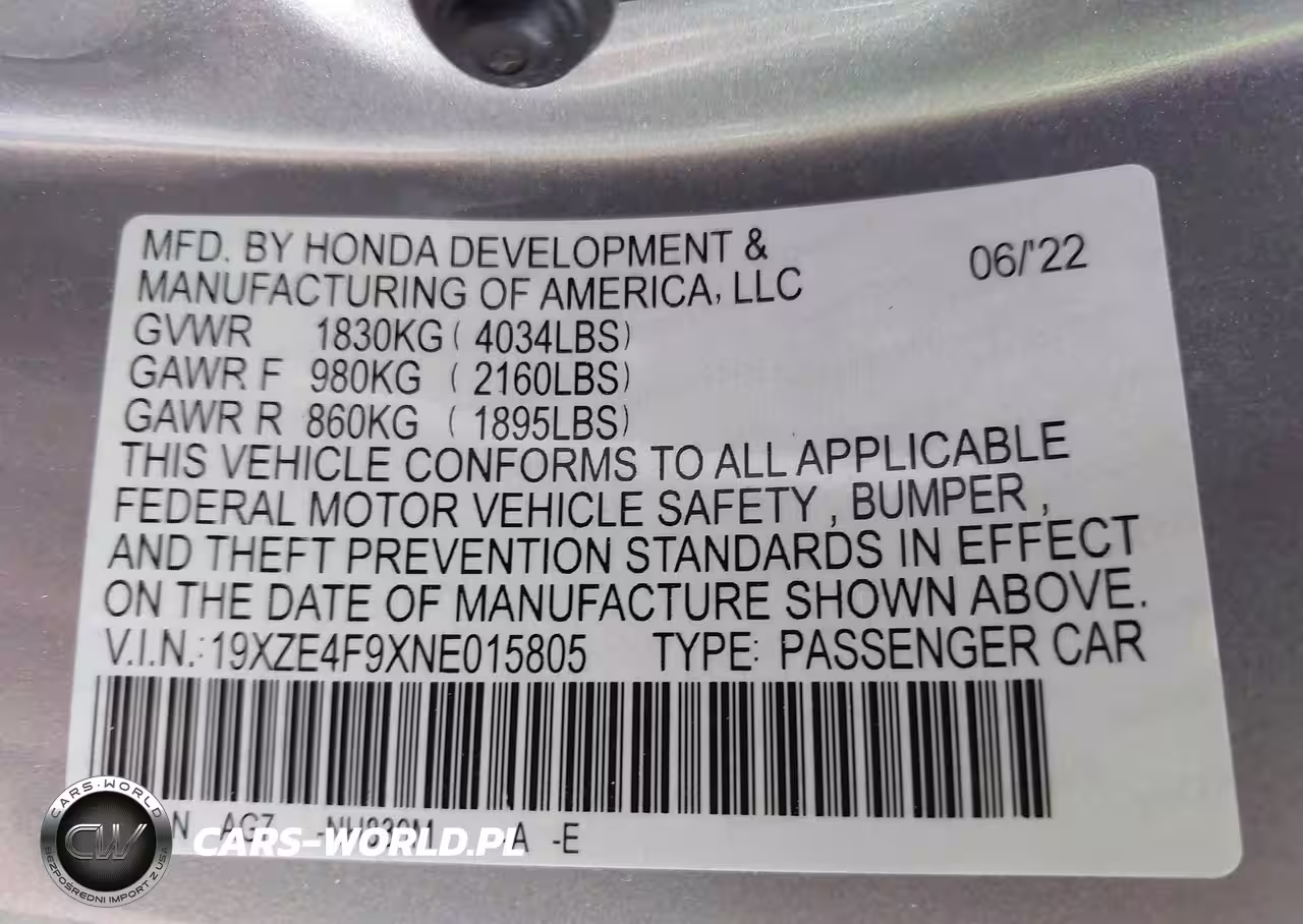 2022 Honda Insight Touring VIN:19XZE4F9XNE015805 - 9