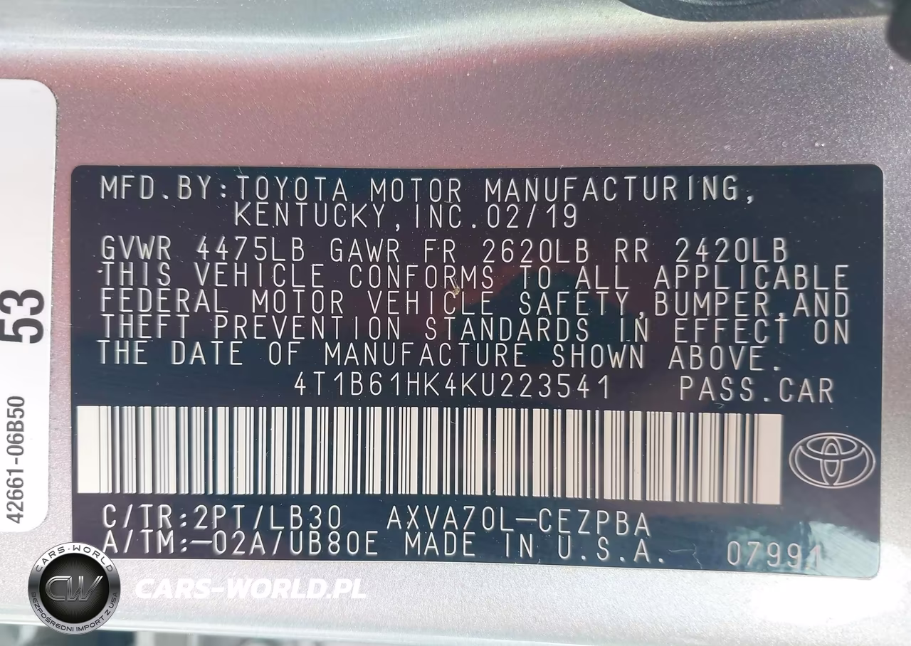 2019 Toyota Camry Xse VIN:4T1B61HK4KU223541 - 9