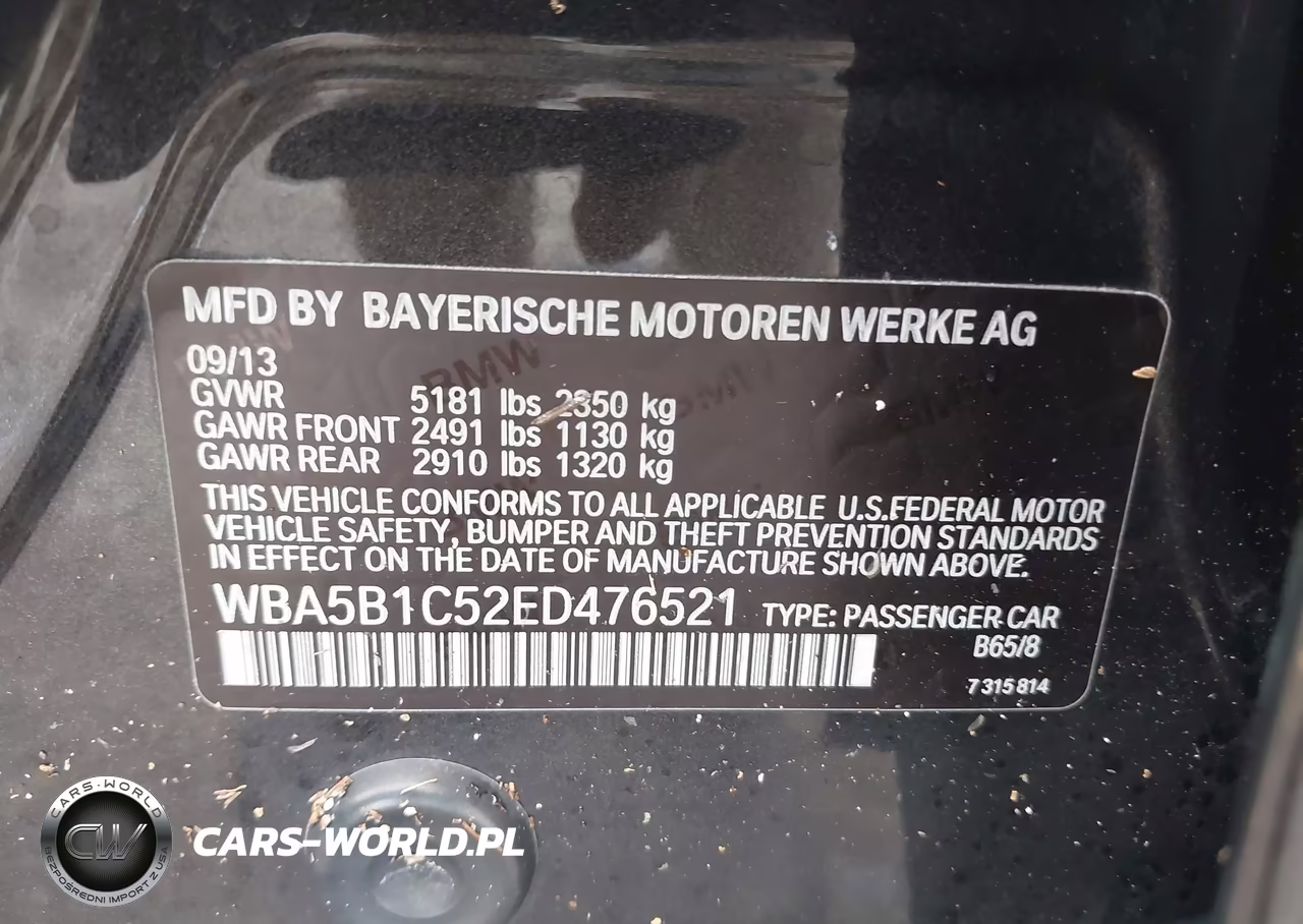 2014 BMW 535I VIN:WBA5B1C52ED476521 - 9