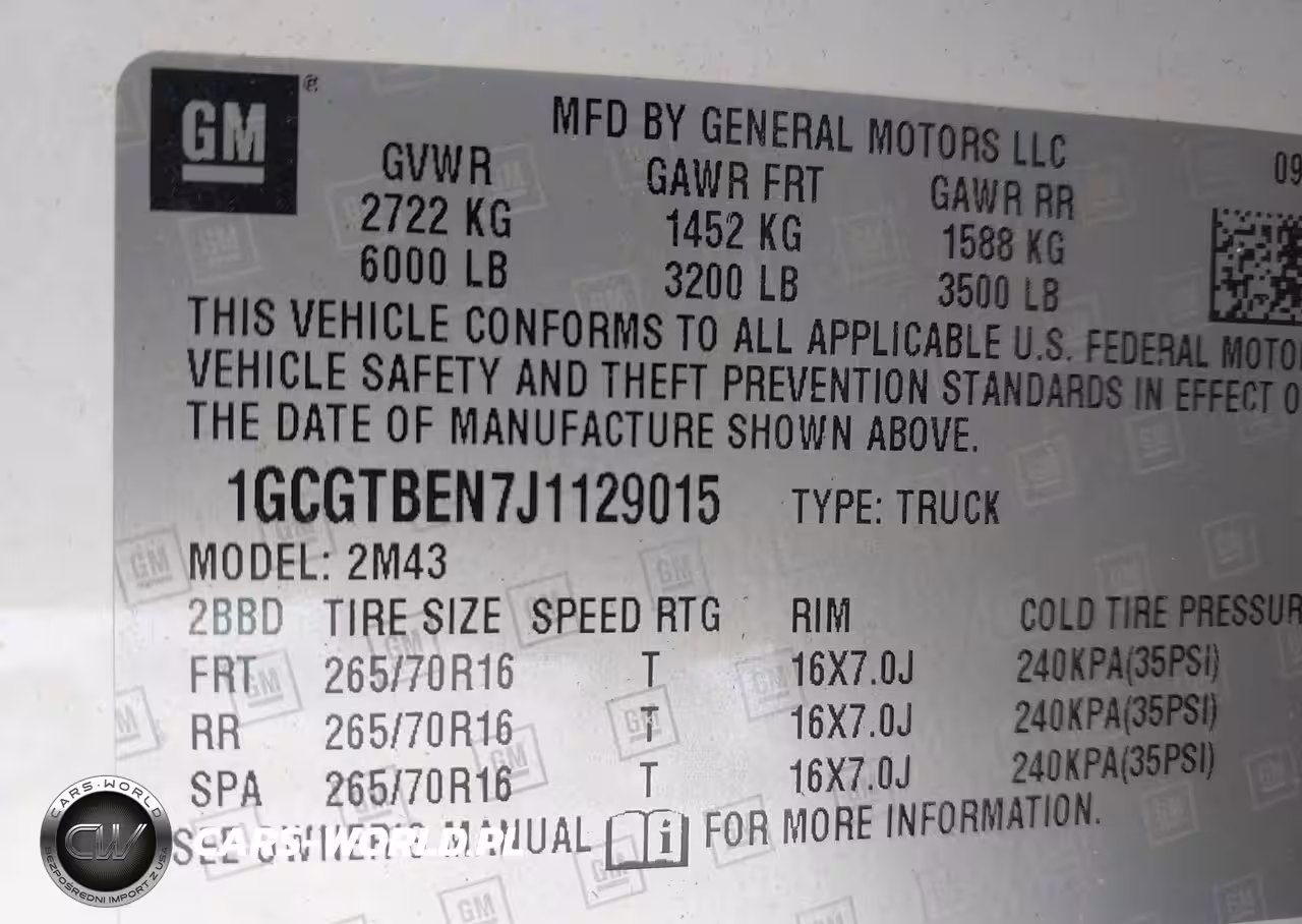 2018 Chevrolet Colorado Wt VIN:1GCGTBEN7J1129015 - 9