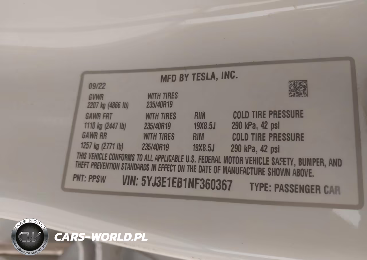 2022 Tesla Model 3 Long Range Dual Motor All-Wheel Drive VIN:5YJ3E1EB1NF360367 - 9