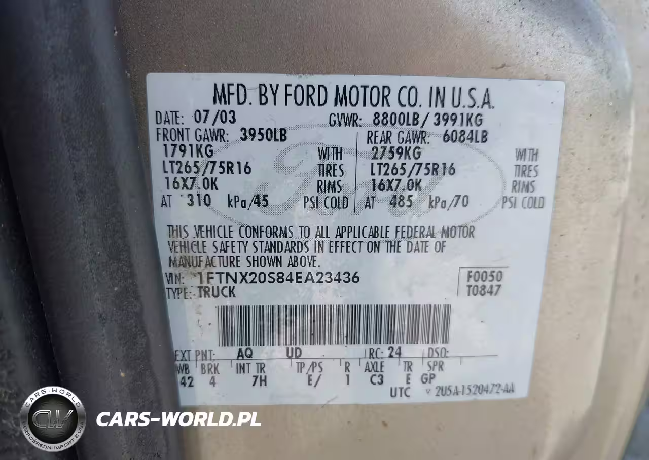 2004 Ford F-250 Lariat-Xl-Xlt VIN:1FTNX20S84EA23436 - 9