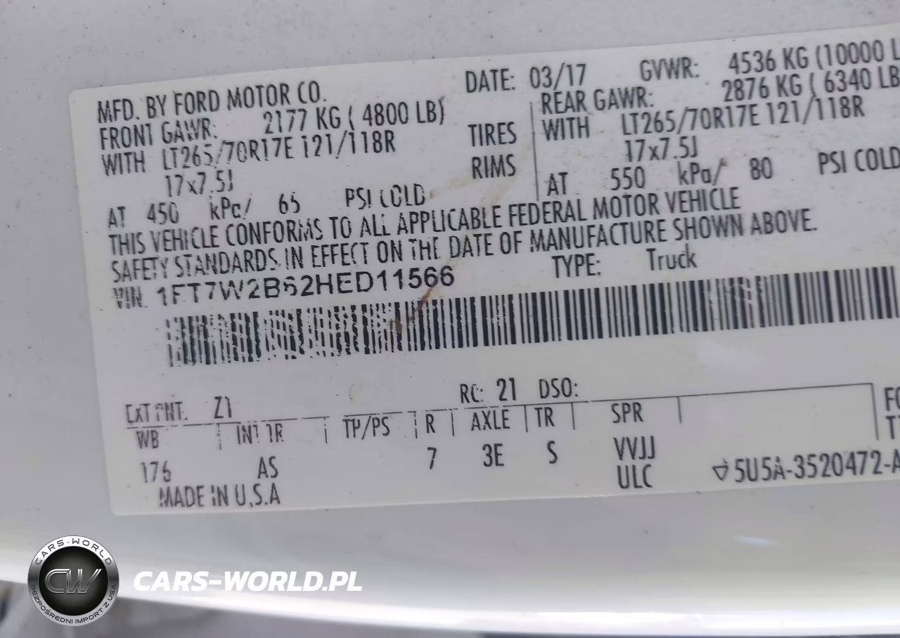 2017 Ford F-250 Xl VIN:1FT7W2B62HED11566 - 9