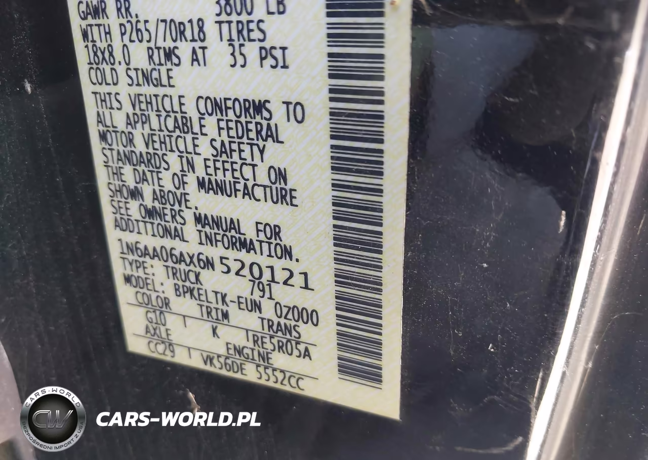 2006 Nissan Titan Se VIN:1N6AA06AX6N520121 - 9