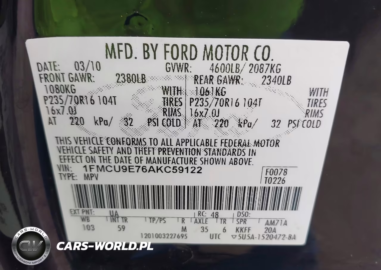 2010 Ford Escape Limited VIN:1FMCU9E76AKC59122 - 9