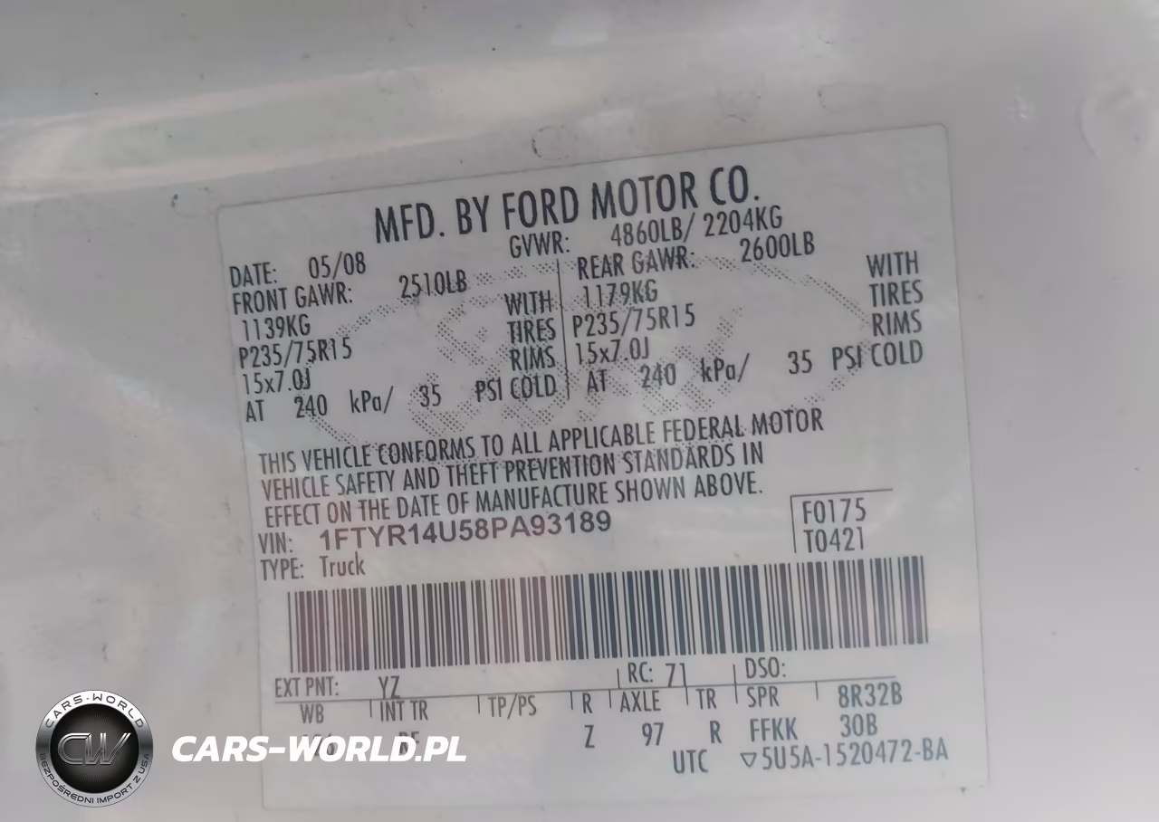 2008 Ford Ranger Sport-Xl-Xlt VIN:1FTYR14U58PA93189 - 9