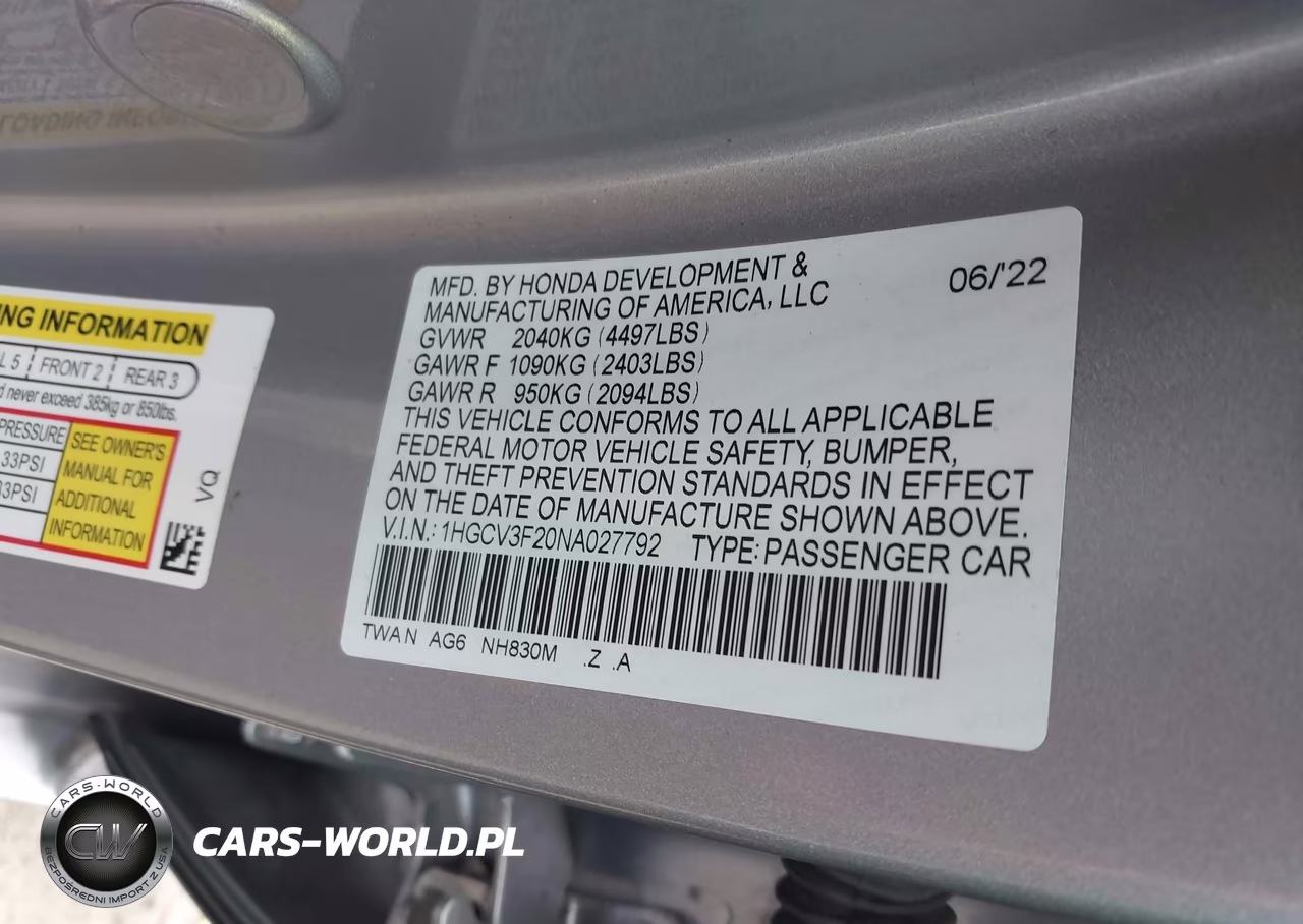 2022 Honda Accord Hybrid Sport VIN:1HGCV3F20NA027792 - 9