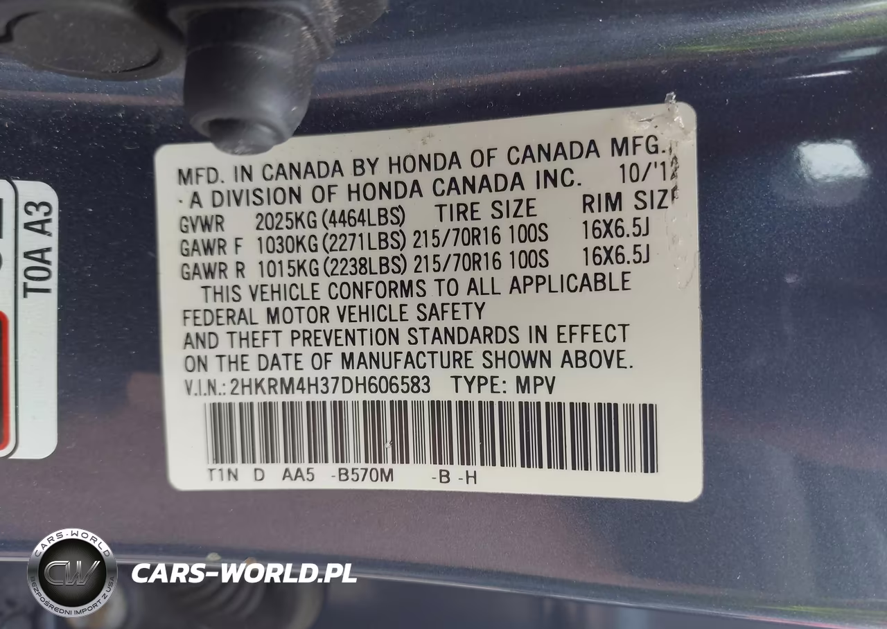 2013 Honda Cr-V VIN:2HKRM4H37DH606583 - 9