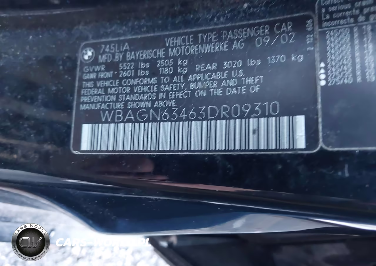 2003 BMW 745Li VIN:WBAGN63463DR09310 - 9
