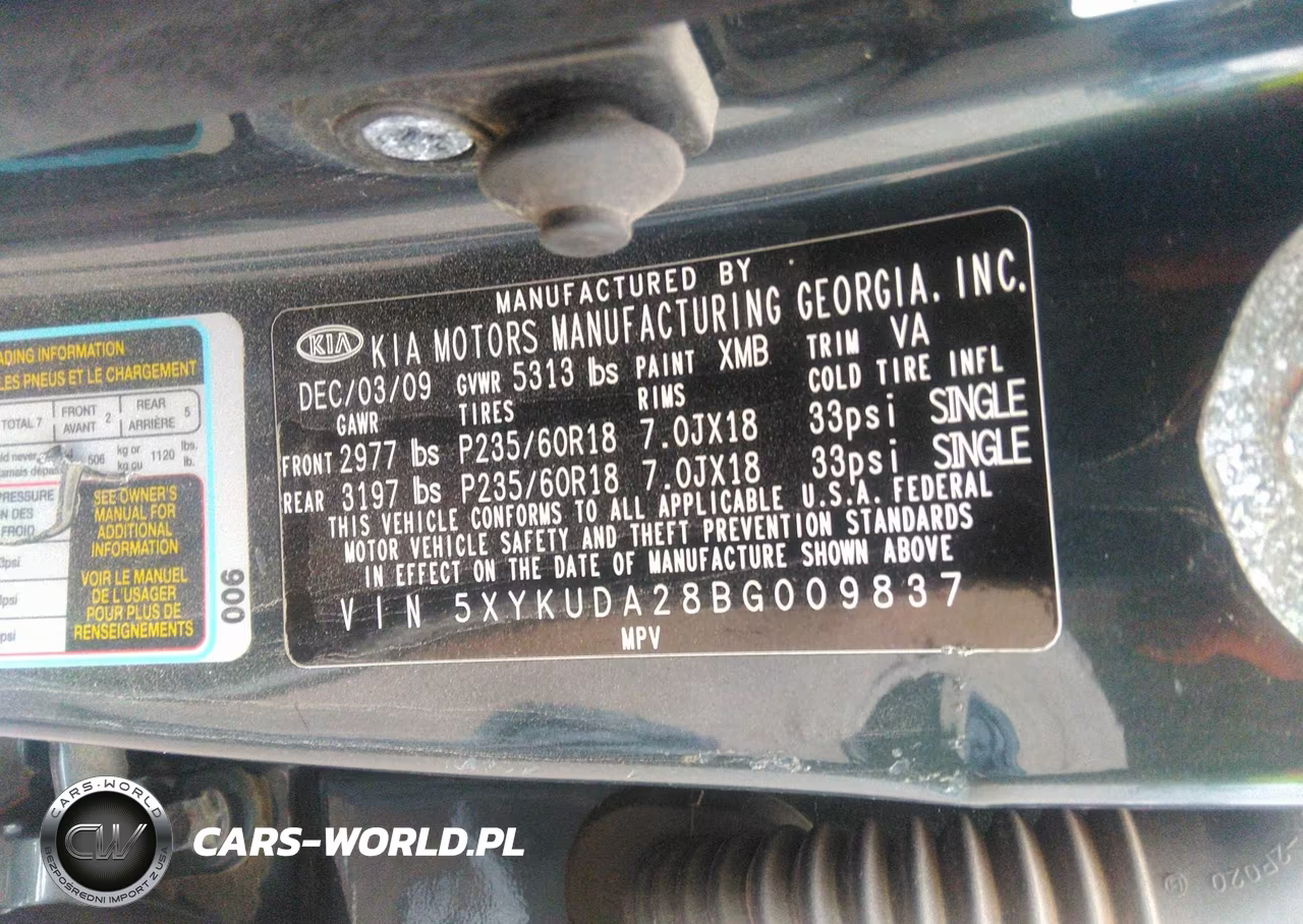 2011 Kia Sorento Ex V6 VIN:5XYKUDA28BG009837 - 9