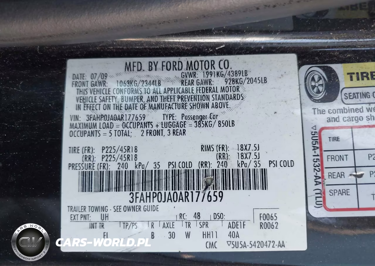 2010 Ford Fusion Sel VIN:3FAHP0JA0AR177659 - 9
