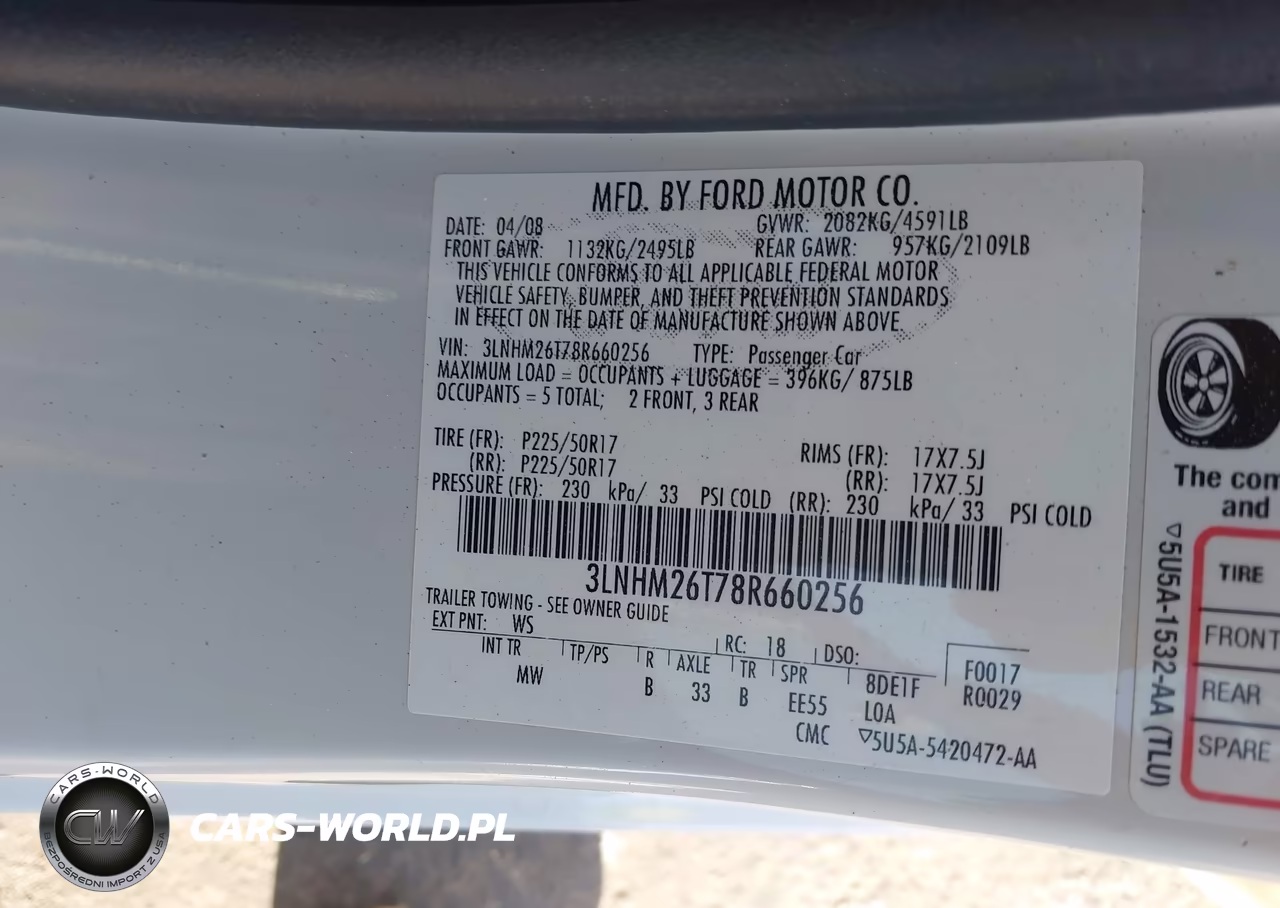2008 Lincoln Mkz VIN:3LNHM26T78R660256 - 9