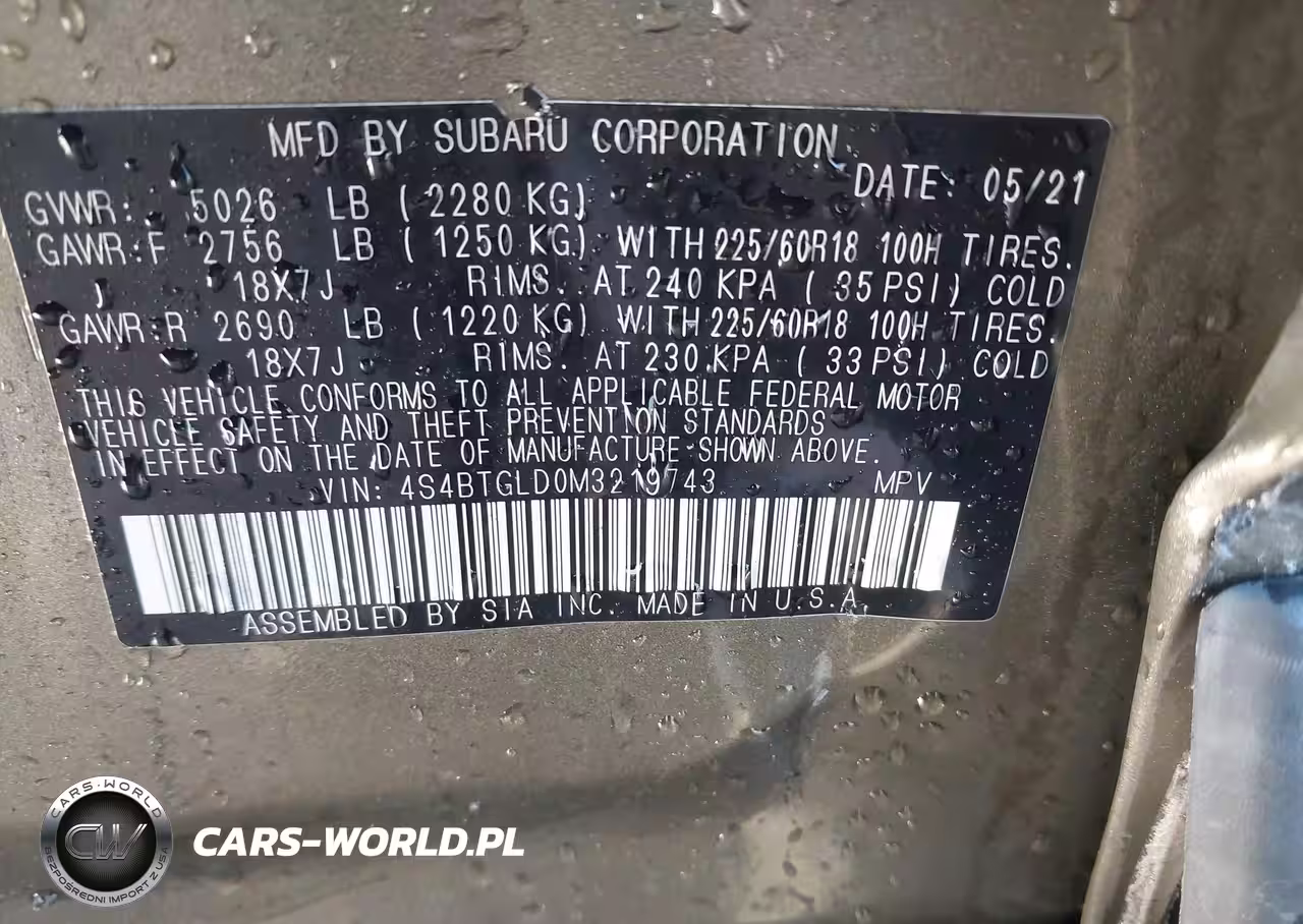 2021 Subaru Outback Onyx Edition Xt VIN:4S4BTGLD0M3219743 - 9