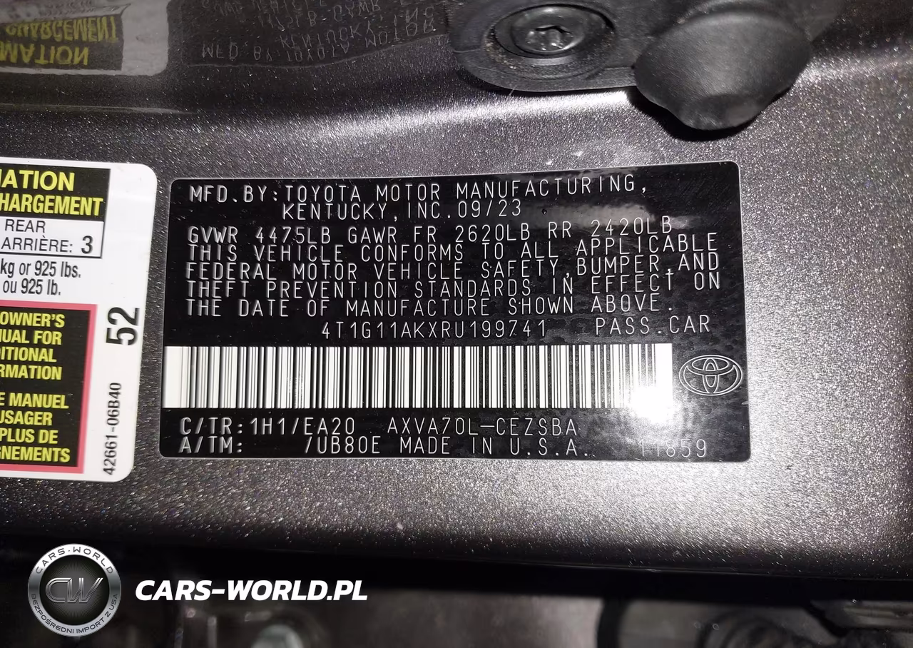 2024 Toyota Camry Se VIN:4T1G11AKXRU199741 - 9