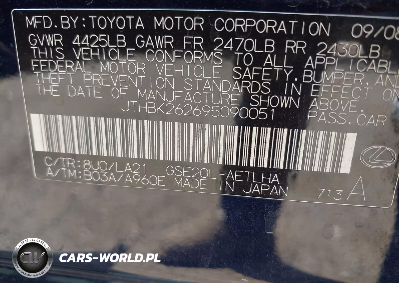 2009 Lexus Is 250 VIN:JTHBK262695090051 - 9
