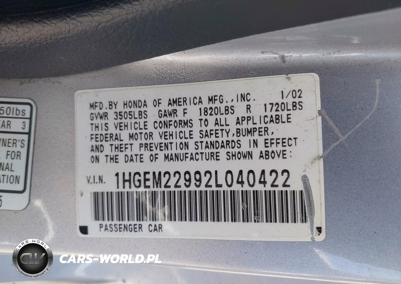 2002 Honda Civic Ex VIN:1HGEM22992L040422 - 9