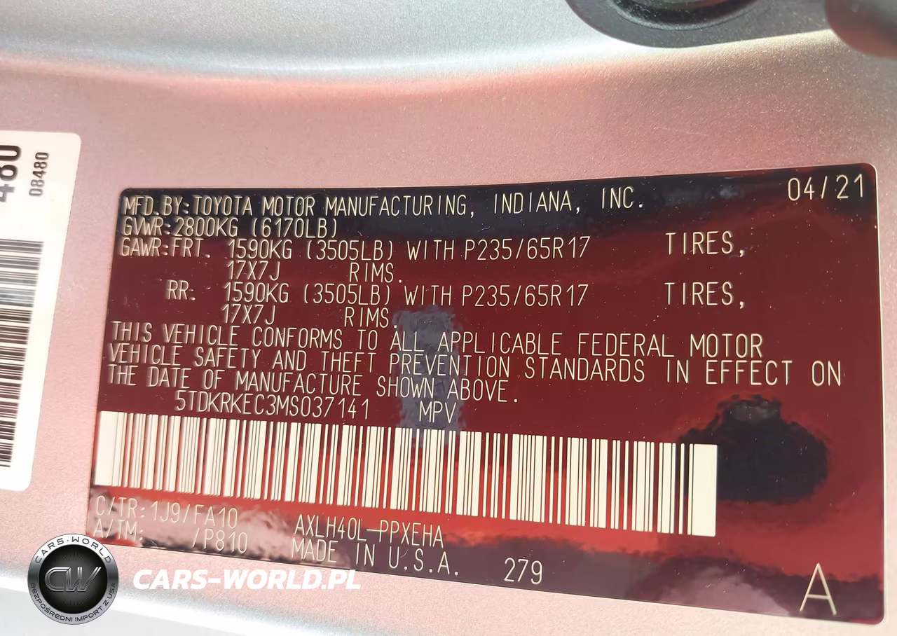 2021 Toyota Sienna Le VIN:5TDKRKEC3MS037141 - 9