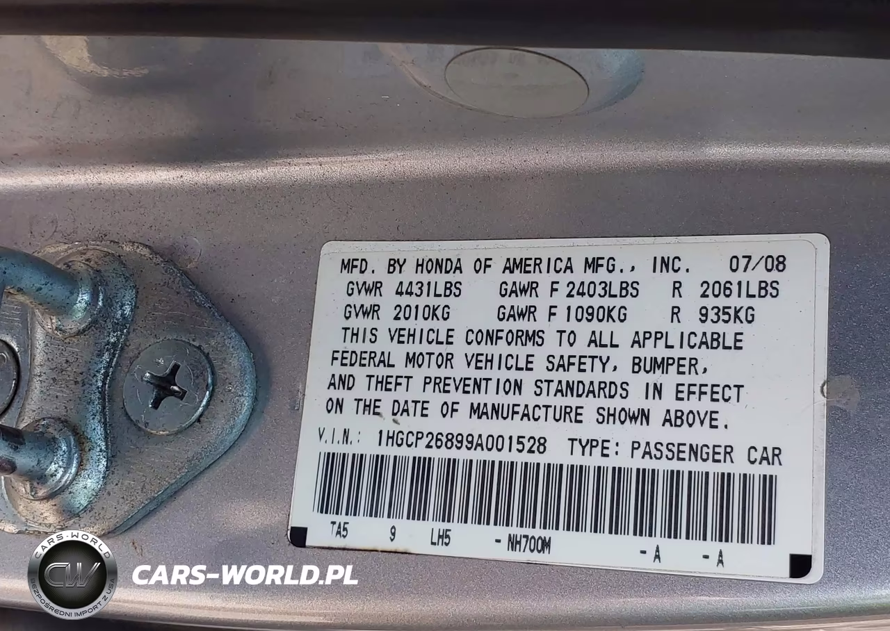 2009 Honda Accord 2.4 Ex-L VIN:1HGCP26899A001528 - 9